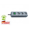 Удлинитель 1.5м (3 роз., 3.3кВт, с/з, выкл., ПВС) серебристо-серый Brennenstuhl Eco-Line