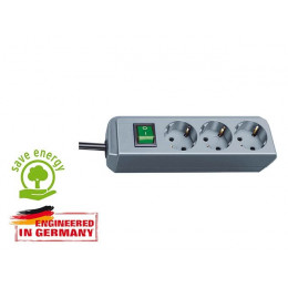Удлинитель 1.5м (3 роз., 3.3кВт, с/з, выкл., ПВС) серебристо-серый Brennenstuhl Eco-Line