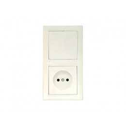Блок выкл. 1 клав. + розетка (скрытая, б/з) бежевый, Стиль, BYLECTRICA