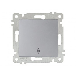 Выключатель проходной 1-клав. (скрытый, без рамки, винт. зажим) серебро, RITA, MUTLUSAN