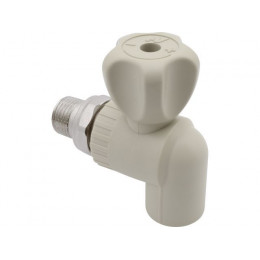 Кран шар. ПП для радиатора 20х1/2" угл., сер. FV Plast