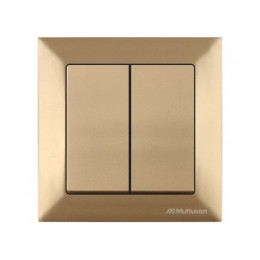 Выключатель 2-клав. (скрытый, пруж. зажим) золото, DARIA, MUTLUSAN