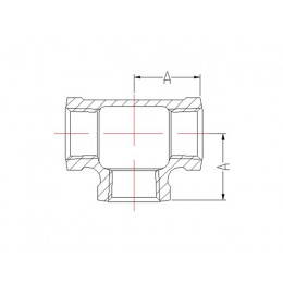 Тройник 1/2" чугун оцинк., (2 шт. инд. упак.),  AV Engineering