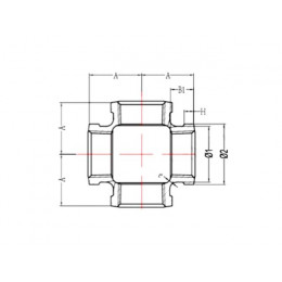 Крестовина 3/4" чугун оцинк., (2 шт. инд. упак.),  AV Engineering