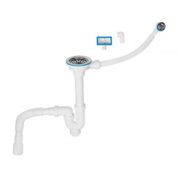 Сифон для кухни прямоточный с аварийным выходом, выпуск 3 1/2, 1 1/2"-40/50мм, AV Engineering