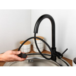 Смеситель для кухни (Lt) D35, серия TRO черный, AV Engineering