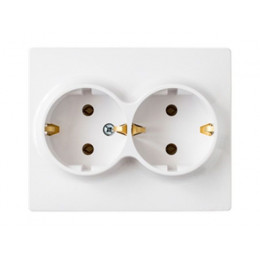 Розетка 2-ая (скрытая, с/з) белая, Мастер, BYLECTRICA