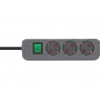 Удлинитель 1.5м (3 роз., 3.3кВт, с/з, выкл., ПВС) серебристо-серый Brennenstuhl Eco-Line