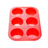 Форма для выпечки, силиконовая, прямоугольная на 6 кексов, 26 х 17.5 х 3 см, красная, PERFECTO LINEA