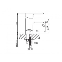 Смеситель для умывальника (Lt) D35, серия LOR AV Engineering