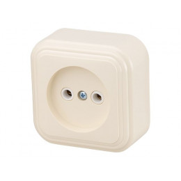 Розетка 1-ая (открытая, б/з) бежевая, Стандарт, Юпитер