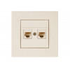 Розетка компьютерная 2xRJ45 (Cat5e, скрытая) кремовая, RITA, MUTLUSAN