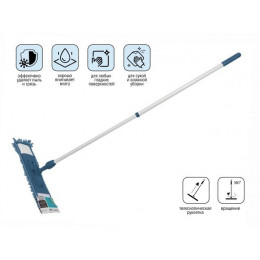 Швабра для пола с насадкой из шенилла, темно-синяя, PERFECTO LINEA