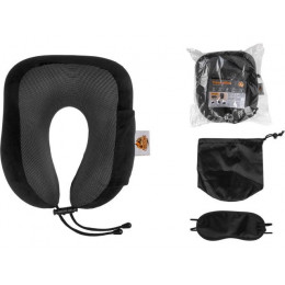 Подушка для путешествий с эффектом памяти, набор (маска для сна, чехол), черный, ARIZONE
