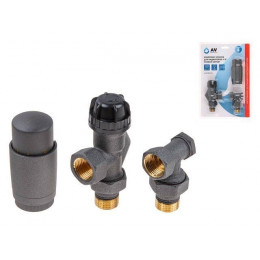 Комплект кранов осевой 1/2" для радиатора Серый, AV Engineering (инд. упак.)
