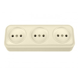Розетка 3-ая (открытая, б/з) бежевая, Вариант, BYLECTRICA