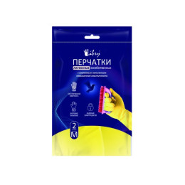 Перчатки латексные хозяйственные р-р 9/L LIBRY (инд. уп.)