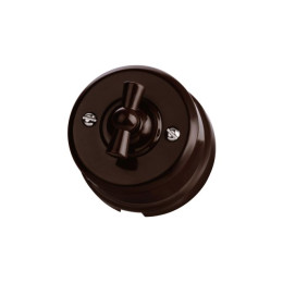 Выключатель поворотный проходной (открытый, 10А) коричневый, Ретро, «Виви» TDM