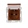 Розетка 1-ая (скрытая, без рамки, с/з, с крышкой) орех, RITA, MUTLUSAN