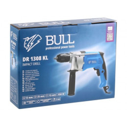 Дрель ударная BULL DR 1308 KL в кор. 850 Вт, БЗП металл 13 мм, 1 скорость, 0-2800 об/мин
