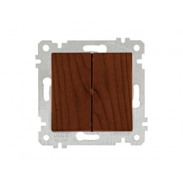 Выключатель 2-клав. (скрытый, без рамки, винт. зажим) орех, RITA, MUTLUSAN