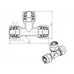 Тройник 16(2.0) для труб PEX, AV Engineering (инд. упак.)