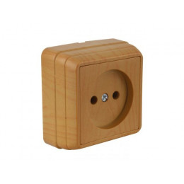 Розетка 1-ая (открытая, б/з) дуб, BRON, MUTLUSAN