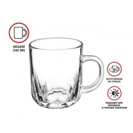Кружка стеклянная, 240 мл, серия Айсберг, PERFECTO LINEA