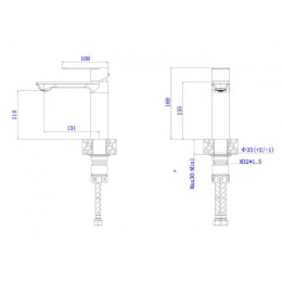 Смеситель для умывальника (SUS 304) D35, серия LES  AV Engineering