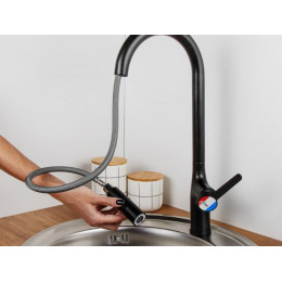 Смеситель для кухни (Lt) D35, серия Lotus черный, a-five