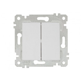 Выключатель 2-клав. (скрытый, без рамки, пруж. зажим) белый, RITA, MUTLUSAN