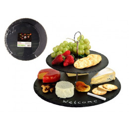 Блюдо сервировочное двухъярусное ф 20/25 см, сланец, PERFECTO LINEA