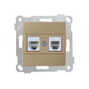 Розетка телефонная + компьютерная (RJ12+Cat5e, скрытая, без рамки) золото, RITA, MUTLUSAN