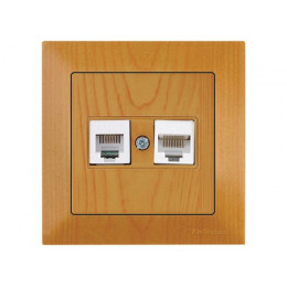 Розетка телефонная + компьютерная (RJ12+Cat5e, скрытая) дуб, DARIA, MUTLUSAN