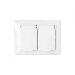 Розетка 2-ая (cкрытая, с/з, з/ш, брызг. защ.) белая, Стиль, Bylectrica