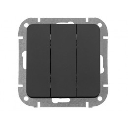Выключатель 3 клав. (cкрытый, 10А) карбон, Astrum, BYLECTRICA