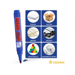 Маркер промышл. перманентный фетровый синий CROWN MULTI MARKER