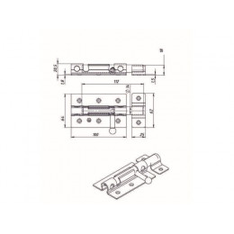 Задвижка дверная 100 мм ЗД-08, белый цинк STARFIX