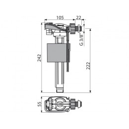 Впускной механизм с бок. подвод. и металл. резьбой для пластик. бачков и сист.инсталляции, Alcaplast