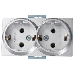 Розетка 2-ая (скрытая, с/з) серебро, RITA, MUTLUSAN