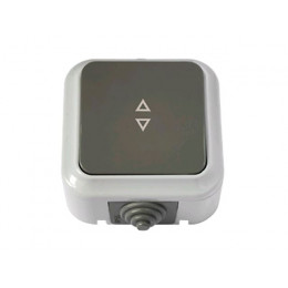 Выключатель 1 клав. проходной (открытый, 10А, брызг. защ.) серый, Пралеска Аква, BYLECTRICA