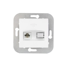 Розетка 1-ая телефонная (скрытая) белая, Уют, Bylectrica
