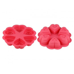 Форма для выпечки, силиконовая, круглая на 6 сердец, 25 х 4.5 см, FRUIT DOVE, PERFECTO LINEA