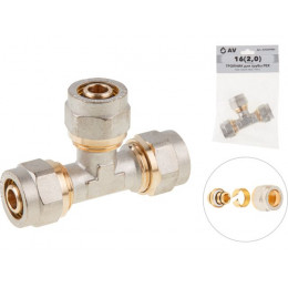 Тройник 16(2.0) для труб PEX, AV Engineering (инд. упак.)