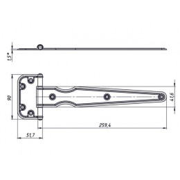 Петля-стрела 250 мм, белый цинк STARFIX