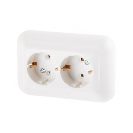 Розетка 2-ая (скрытая, с/з) белая, Эконом, Юпитер