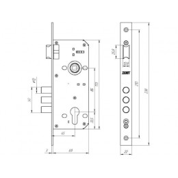 Замок врезной Зенит ЗВ4-85.3-02 (хром)