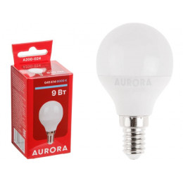 Лампа светодиодная G45 ШАР 9Вт 230В E14 6000K AURORA