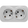 Розетка 2-ая (открытая, с/з) белая, Bailly, LEIDEN ELECTRIC