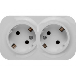 Розетка 2-ая (открытая, с/з) белая, Bailly, LEIDEN ELECTRIC